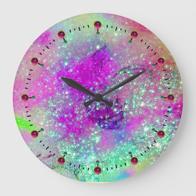 GARDEN OF THE LOST SHADOWS -pink purple violet Large Clock (Front)