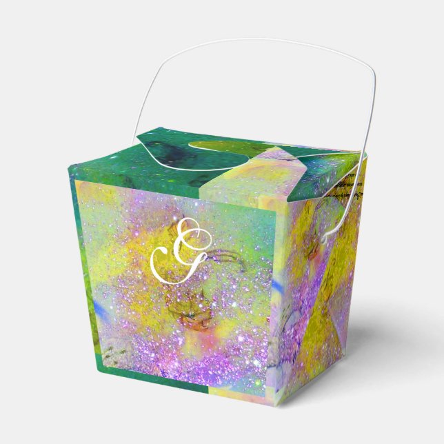 GARDEN OF THE LOST SHADOWS PURPLE GREEN YELLOW FAVOUR BOX (Front Side)
