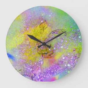 GARDEN OF THE LOST SHADOWS - Purple Yellow Green Large Clock
