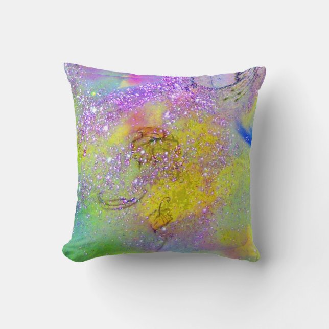GARDEN OF THE LOST SHADOWS -yellow, purple violet Cushion (Front)