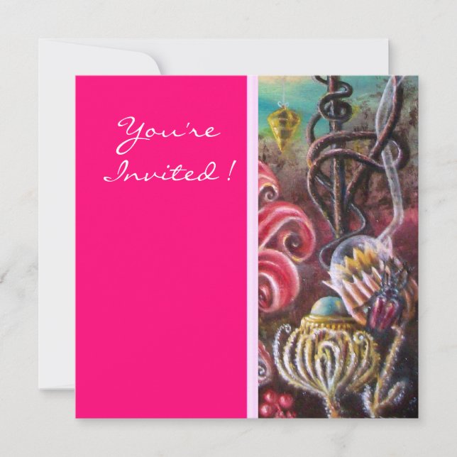 GARDEN OF THE MELISSA 2, bright red ,pink green Invitation (Front)