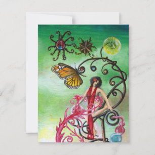 GARDEN OF THE MELISSA 2,  red ,pink green white Invitation