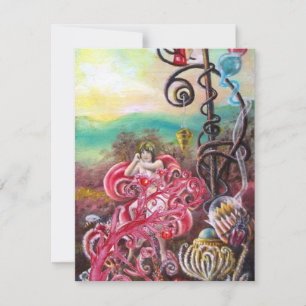 GARDEN OF THE MELISSA, bright red ,pink blue Invitation
