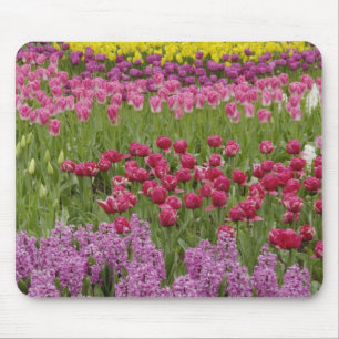 Garden of tulips, daffodils, and hyacinth mouse mat
