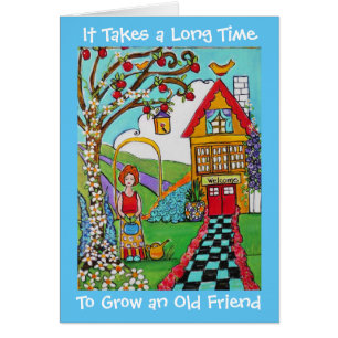 Garden Old Friends Whimsical Flowers Gardener Card