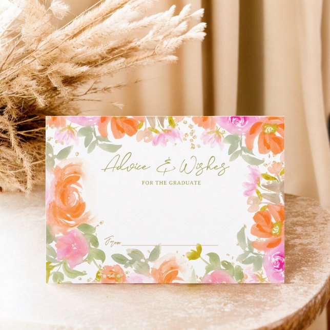 Garden orange boho wildflowers graduation enclosure card (Garden orange boho wildflowers graduation enclosure card)