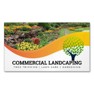 Garden Outdoors Tree Logo Landscaping Magnetic Business Card