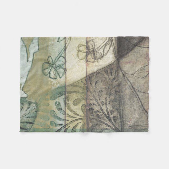 Garden Panel with Leaves, Flowers, and Grass Fleece Blanket (Front (Horizontal))