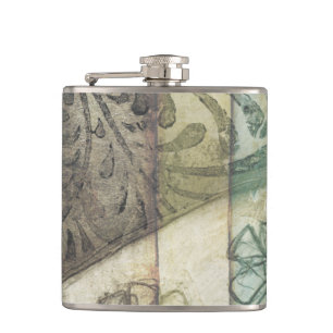 Garden Panel with Leaves, Flowers, and Grass Hip Flask