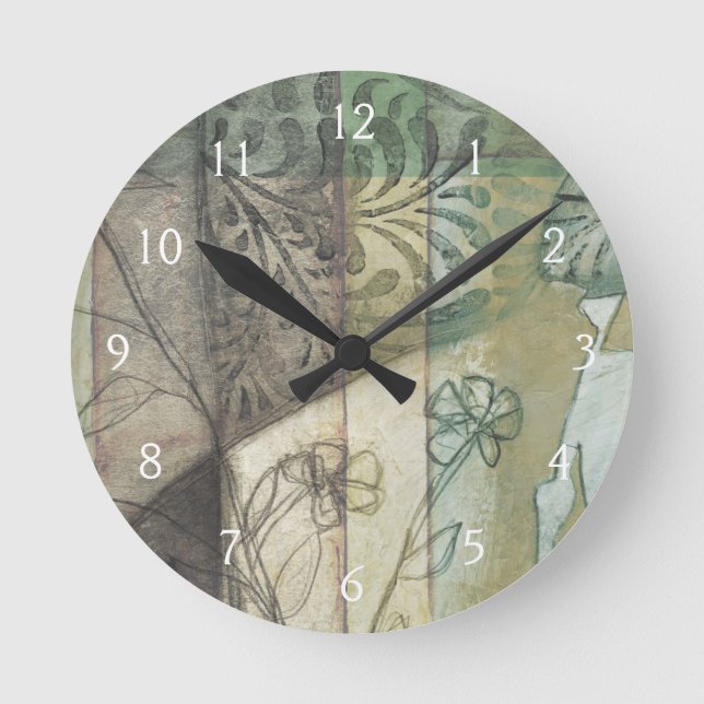 Garden Panel with Leaves, Flowers, and Grass Round Clock (Front)