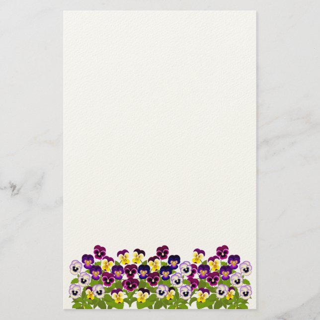 Garden Pansies & Violas Stationery (Front)