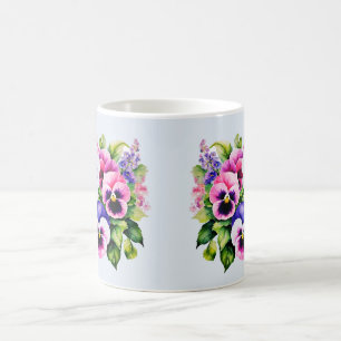 Garden Pansy Flower Coffee Mug 11 Oz Watercolor