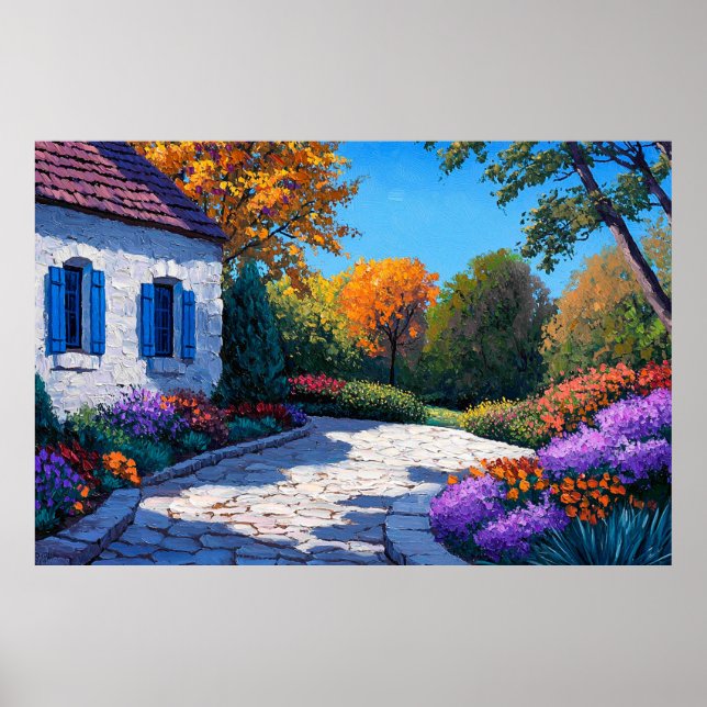 Garden Paradise – Vibrant Cottage Pathway Poster (Front)