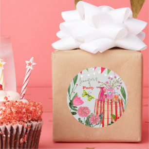 Garden Party Birthday Classic Round Sticker