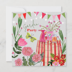 Garden Party Birthday Invitation with Floral 