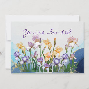 Garden Party Birthday Invite Iris Flower