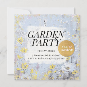 Garden Party Blue Daisy Wildflower Birthday Classy Invitation