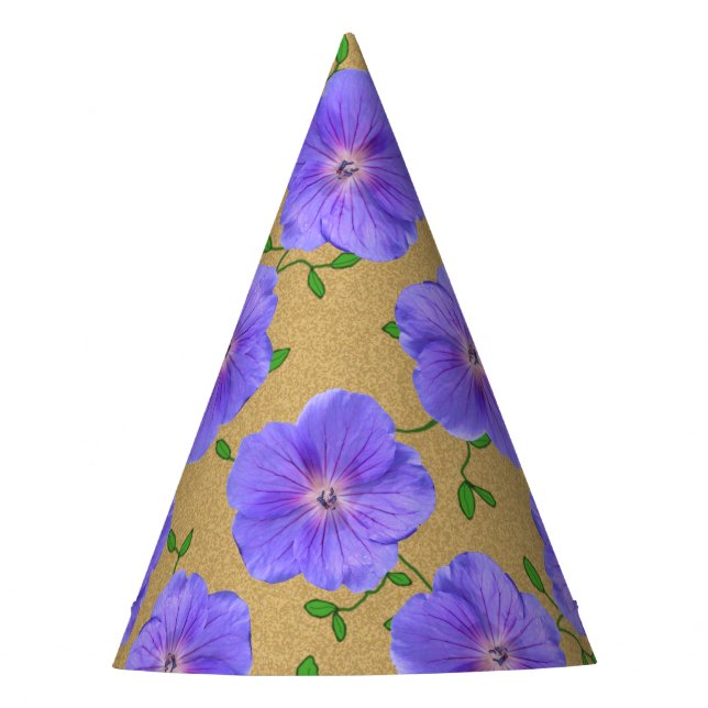 Garden Party Blue Flower on any Colour Party Hat (Front)