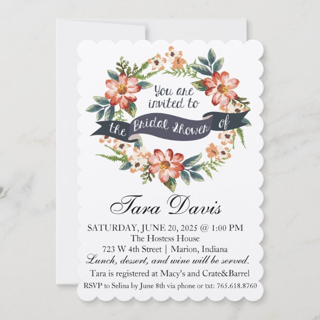 Garden Party Bridal Shower Invitation (Front)