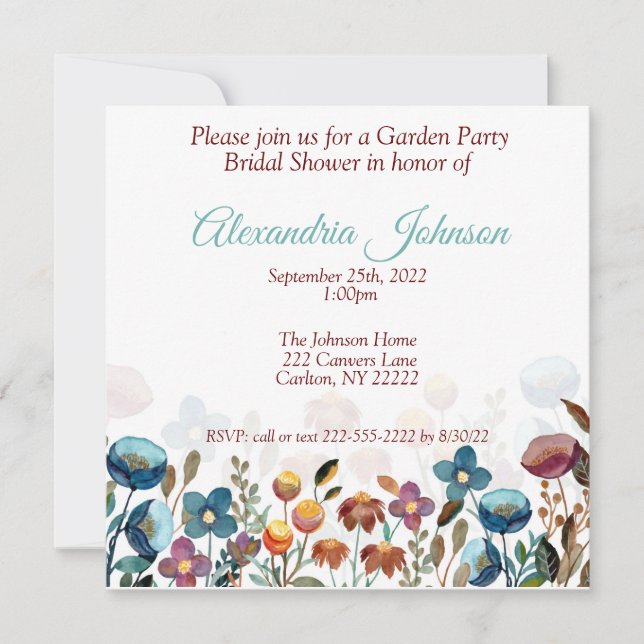 Garden Party Bridal Shower Invitation (Front)
