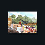 Garden Party Brunch Canvas Print<br><div class="desc">A 16x12 canvas art piece of a delicious picnic spread. Digital painting done by Artist,  Pamela Benjamin. Convenient wall finish for home,  office,  and cafeteria.</div>