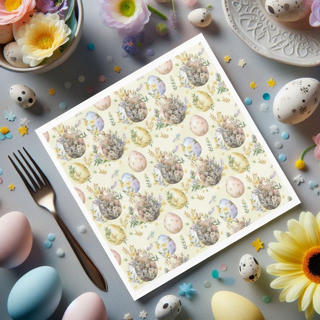 Garden Party Bunny Celebration Yellow Napkin (Creator Uploaded)