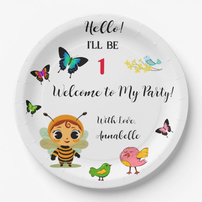 Garden Party Children Celebration Paper Plate (Front)