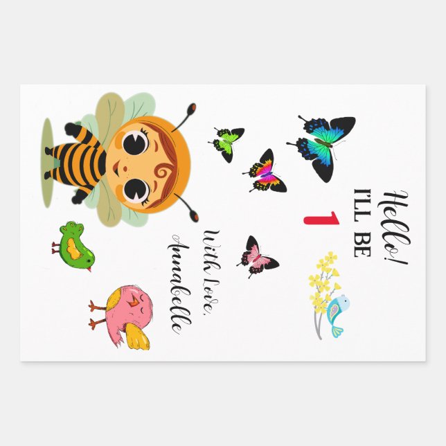 Garden Party Children Celebration Wrapping Paper Sheet (Front)