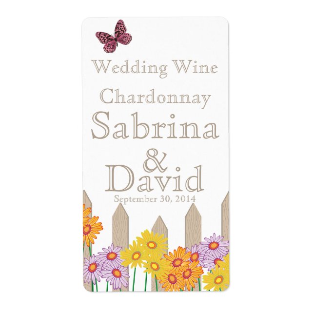 Garden Party Collection Wedding Wine Label (Front)