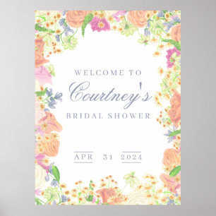 Garden Party Floral Bridal Shower Welcome Poster
