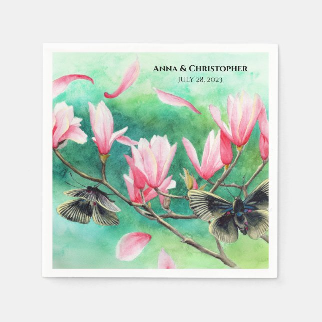 Garden Party! Floral w/ Butterflies, Personalised  Napkin (Front)