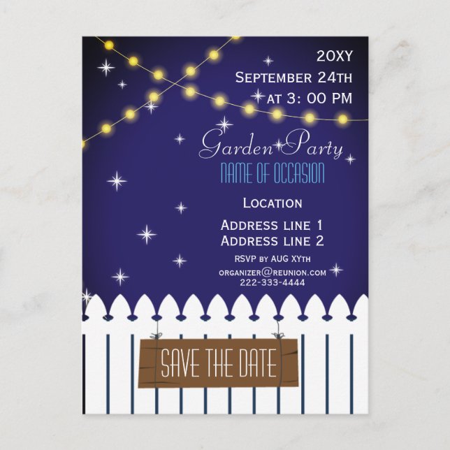 Garden party invitation postcard (Front)