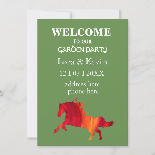 Garden Party Invitation with Horse (Front)