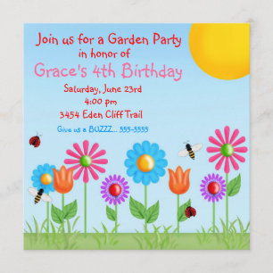 Garden Party Ladybug  Birthday Invitations
