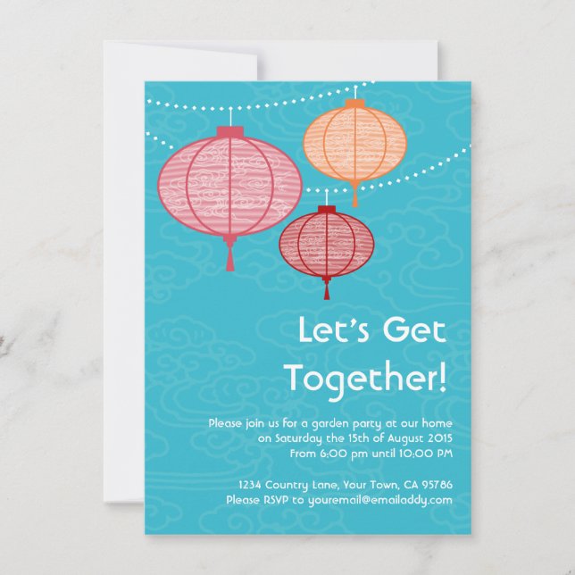 Garden Party Paper Lantern Invitations 4.5 x 6.25 (Front)