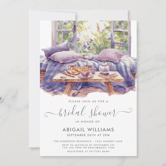 Garden Party Picnic Lavender Floral Bridal Shower  Invitation (Front)