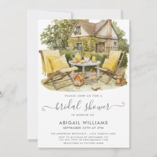 Garden Party Picnic Lemon Citrus Bridal Shower Invitation