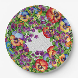 Garden Party Pretty Pansies Paper Plate