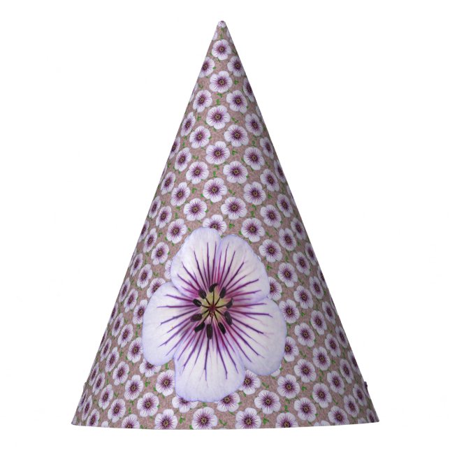 Garden Party Purple Flower on any Colour Party Hat (Front)