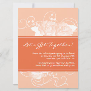 Garden Party Tangerine Floral Invitations
