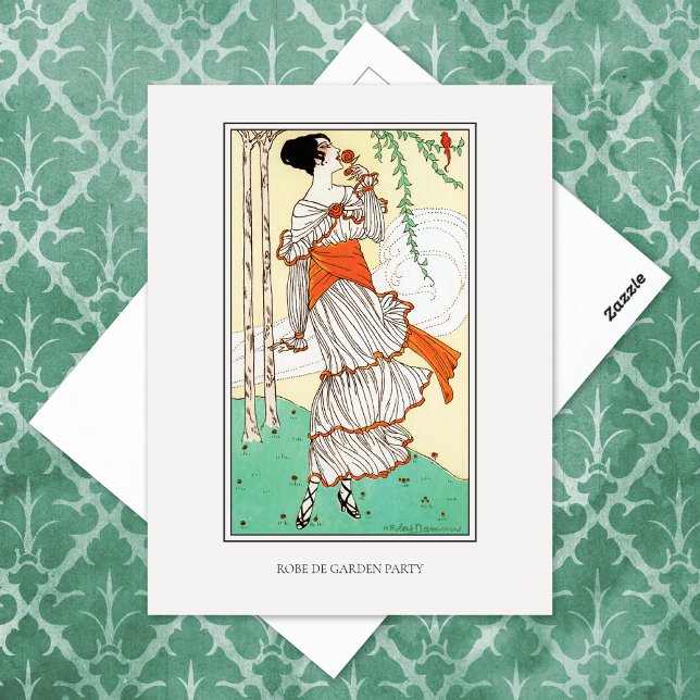 Garden Party Vintage Dammy Fashion Illustration Postcard (Creator Uploaded)