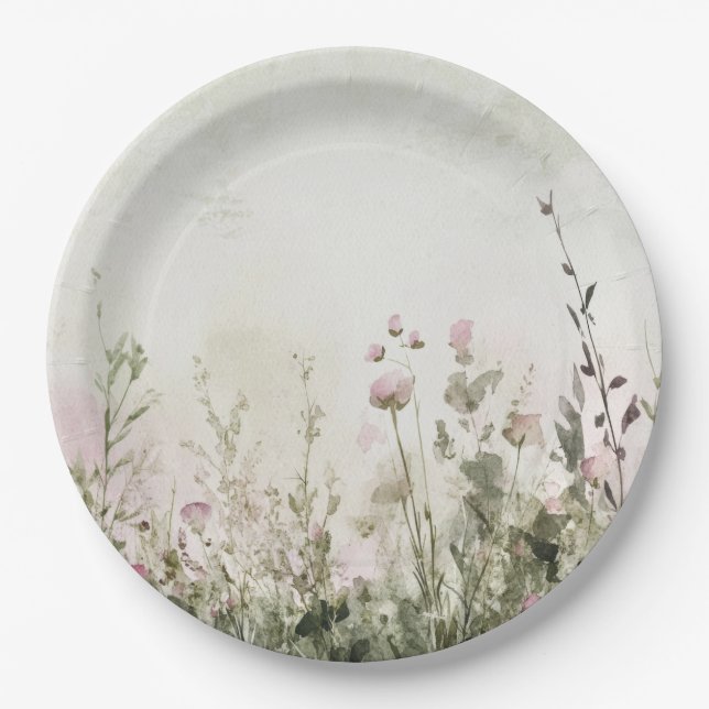 Garden Party Watercolor Floral Paper Paper Plate (Front)