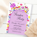 Garden Party Watercolor Wildflower 30th Birthday Invitation<br><div class="desc">A purple Boho arch surrounds your 30th Birthday party details. Colourful wildflowers add a floral touch in purple, orange yellow and red. Classic script adds a classic touch that is also feminine. The back is deep purple with a subtle watercolor chevron pattern. This item coordinates with the Pretty Purple Wildflower...</div>
