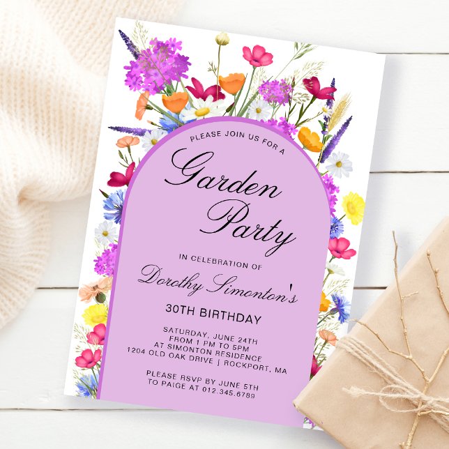 Garden Party Watercolor Wildflower 30th Birthday Invitation (Creator Uploaded)