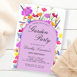 Garden Party Watercolor Wildflower 50th Birthday Invitation