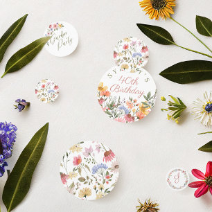 Garden Party Watercolor Wildflower Floral Birthday Confetti