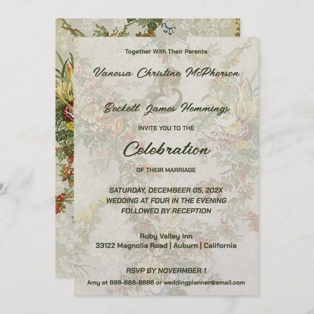 Garden Party Wedding Invitation (Front/Back)