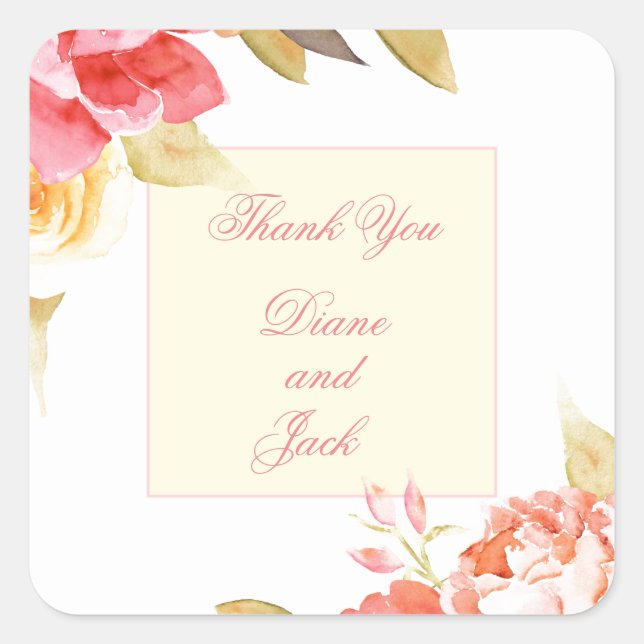 Garden Party Wedding Square Sticker (Front)