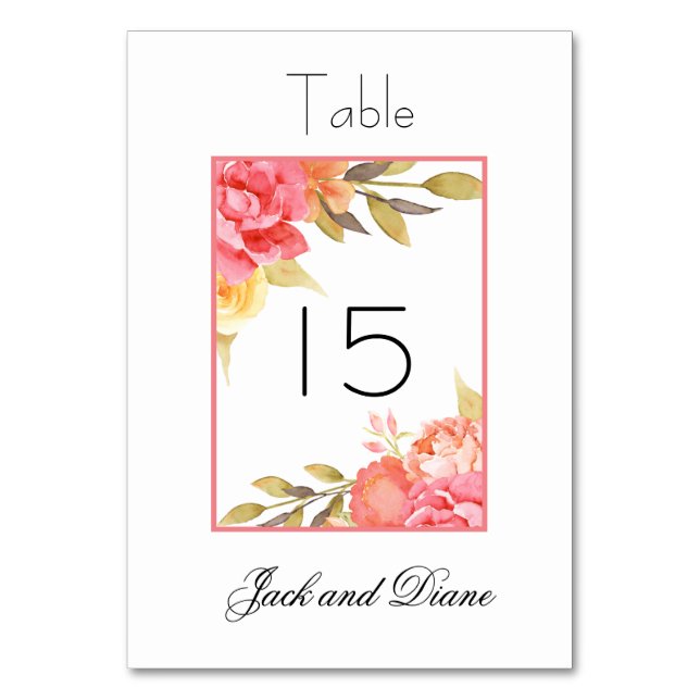 Garden Party Wedding Table Number (Front)