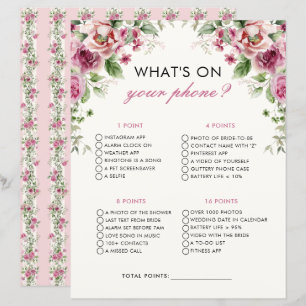 Garden Party What On Your Phone Bridal Shower Game